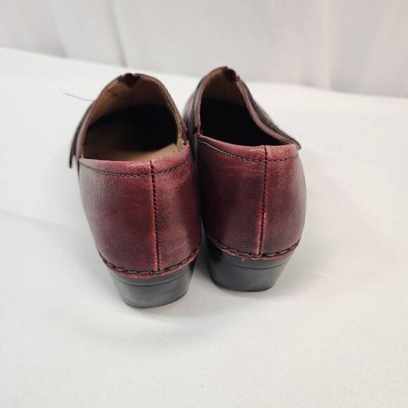 Dansko Womens 37 EU (6.5-7 US) Red Leather Solstice Cordovan Brushoff Clogs O - Picture 5 of 11